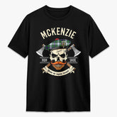 McKenzie Dress Modern Tartan Crest 2D T-shirt - Alba Skull Style